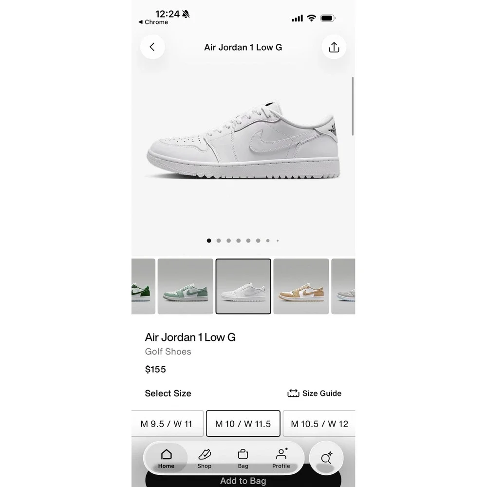 Jordan 1 Low Golf Triple White Leather Shoes DD9315-101 Mens Size 10